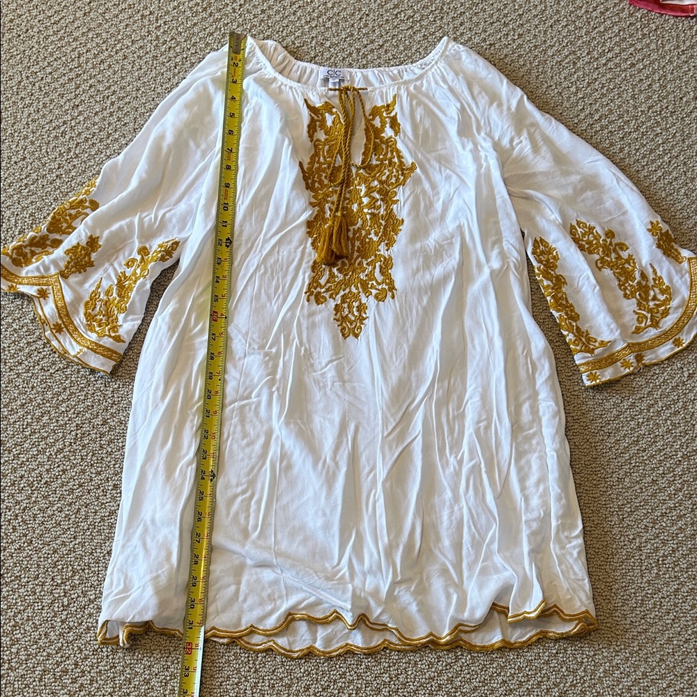 Embroidered White and Gold Women's Top
